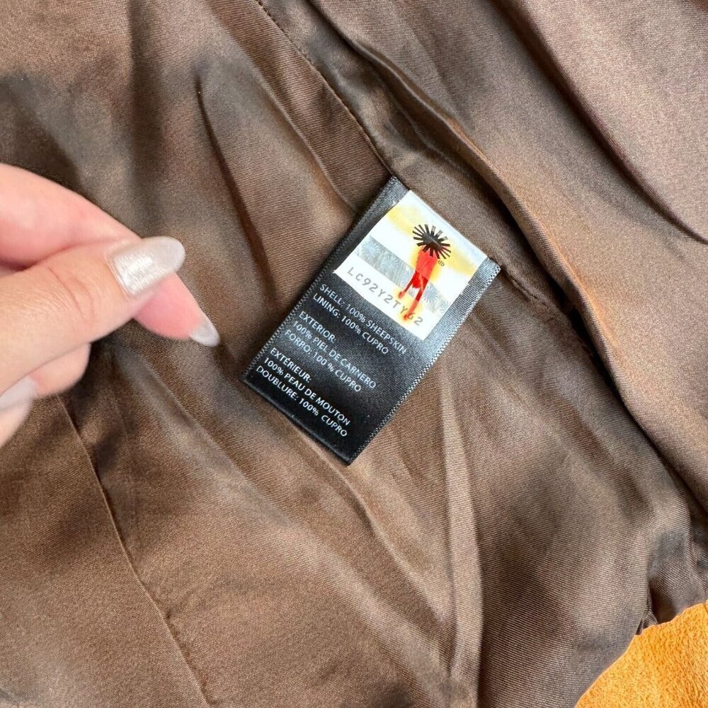 UGG X Eckhaus Latta Women's Jacket Orange Multi Sheepskin Size Small 70's Vibe - Picture 8 of 12